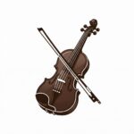 Dark brown and white violin icon with a bow on a solid white background, 1024x1024 square format.