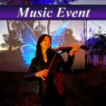 Promotional icon featuring a professional electric violinist performing live, designed for event entertainment booking.