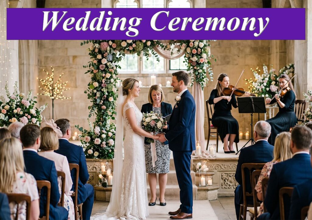 Elegant wedding ceremony featuring a professional violinist performing live for the bride and groom.